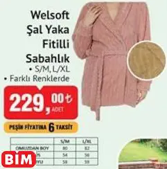 WELSOFT ŞAL YAKA FİTİLLİ SABAHLIK